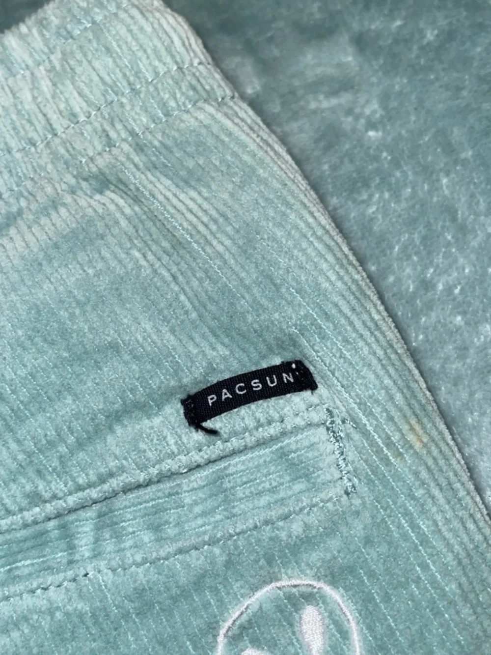 PacSun Embroidered Corduroy Trouser Pants Slim Fit Aqua  Medium (NWOT)